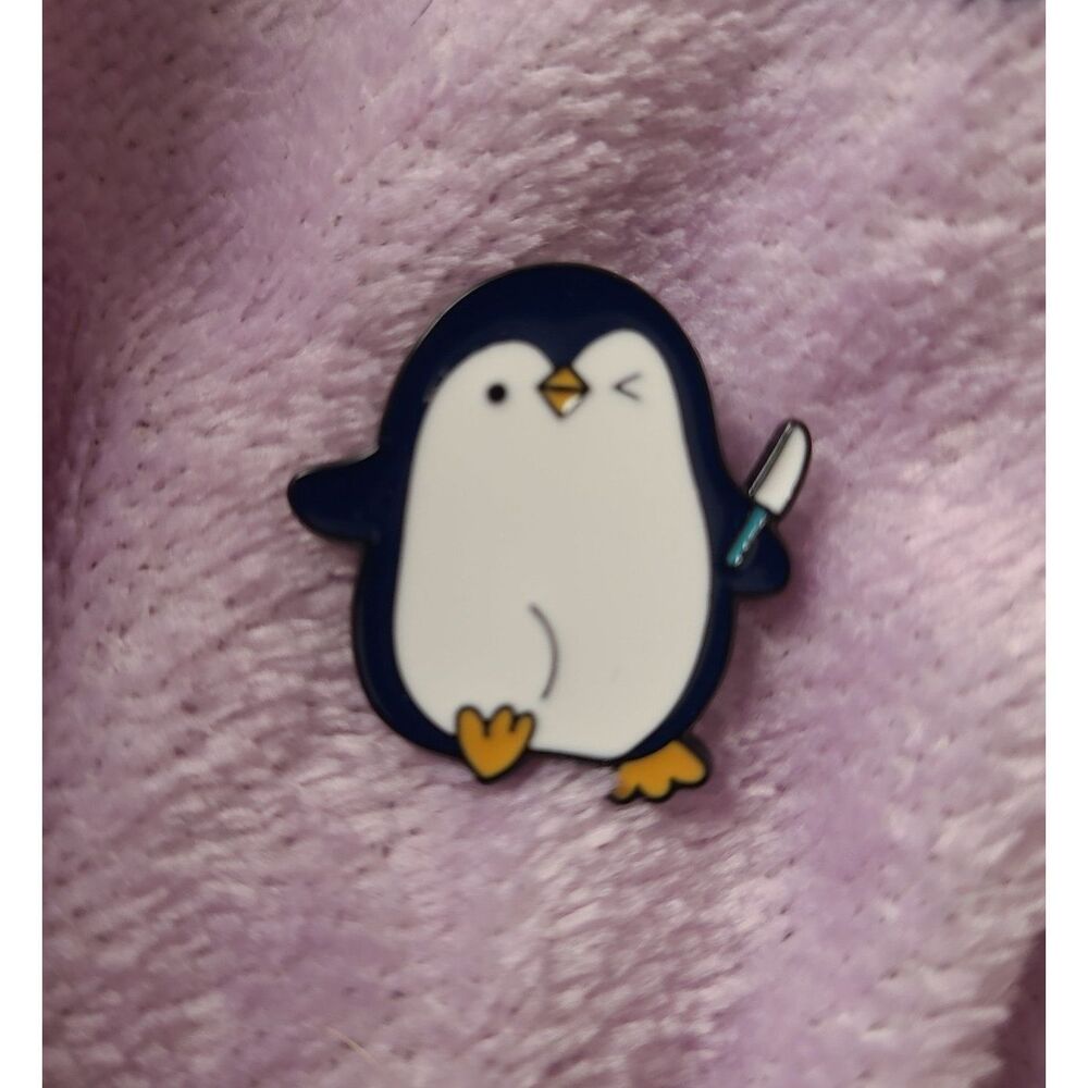 Chubby Penguin Enamel Pin Holding Knife Cutecore Kawaii Anime Spy X Family Gift